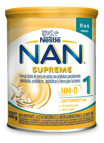 Nan Supreme 1 fórmula infantil x 400 gr sabor natural