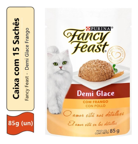 Ração Úmida Gatos Demi Glace Frango 85g 15un Fancy Feast