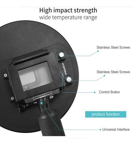 Dome + Bastão + Caixa Estanque Gopro Hero5 Hero6 Hero7 Black