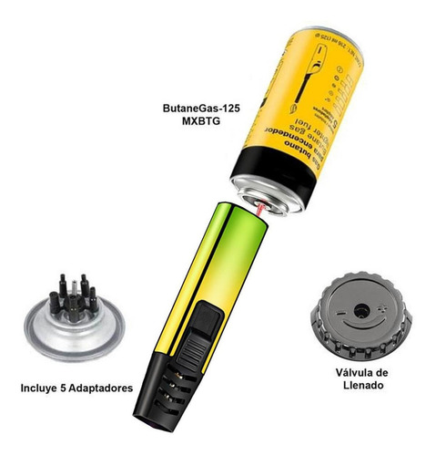 Soplete Para Recargar Gas, Mxotn-002, 2 Pzas, Verde/amarillo