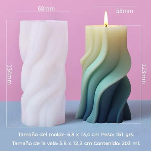 Set 3 Moldes De Silicona Para Velas Cilindros Ondulados