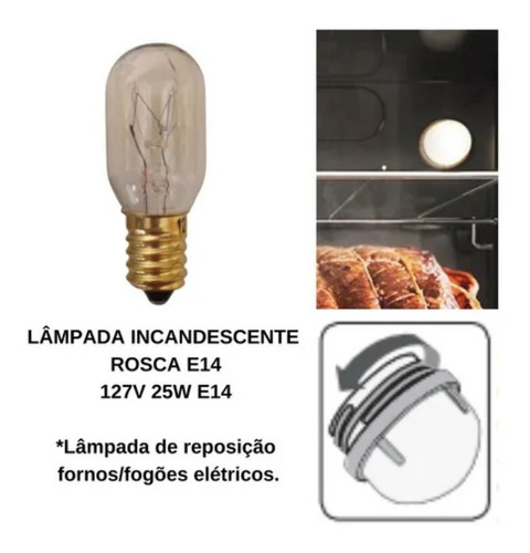 Lâmpada Para Fogão Electrolux 56ext 127v 25w Kit C/2 Und Cor Da Luz Amarela Voltagem 110v