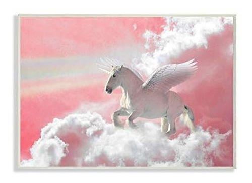 Stupell Industries Unicorn Sky Pink Rainbow Kids Design, Dis