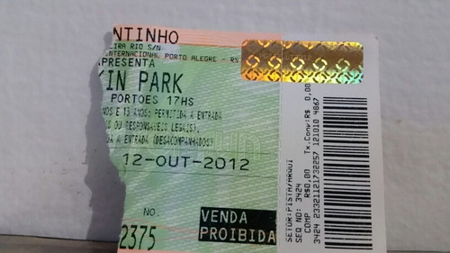 Ingresso Linkin Park ( Show Poa 12/12/2012)- Original & Raro