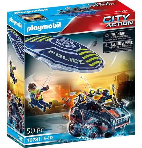 Juguete Playmobil Policia Paracaidas Persecucion Vehiculo