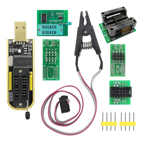 Set Programador Usb Ch341a Soic8 Sop8 Flash Eeprom Bios