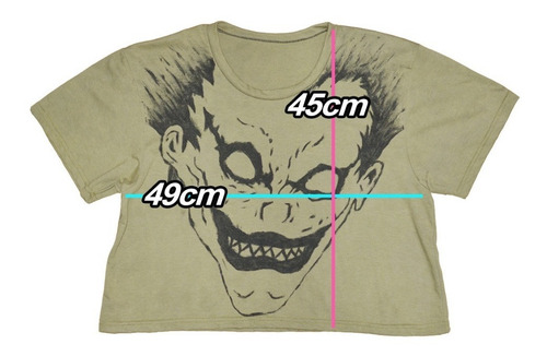 Imagen 5 de 5 de Croptop Shinigami Ryuk Deathnote Desgastada Caustico
