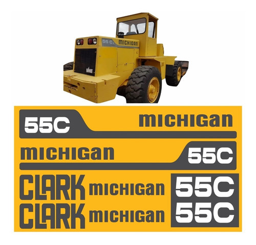 Adesivos Pá Carregadeira Compatível Com Michigan Clark 55c Cor ADESIVO EMBLEMA GRÁFICO 55C