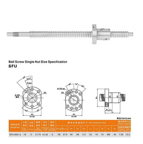 Sfu1605 - Tornillo De Bola Enrollado (300 Mm)