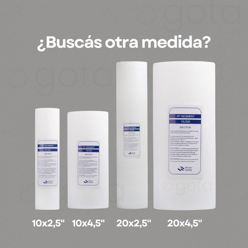 Filtro Agua Cartucho Sedimentos Polipropileno 1-5-20 Mic. 5 Micrones