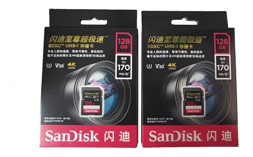 Kit 2 Cartões Sdxc Sandisk Extreme Pro 128gb + Leitor Ugreen