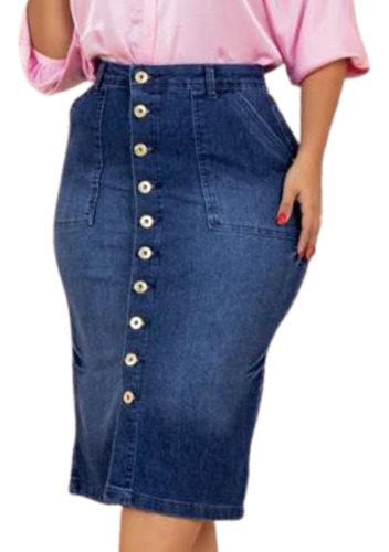 Saia Jeans Plus Size Feminina Evangélica Com Lycra Premium