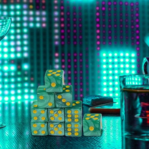 10 Dados De 6 Caras Para Fiestas, Dados De Juego Verde Verde