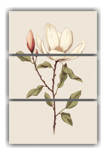Tríptico Telas Sublimadas Magnolias Personalizados 50x75cm