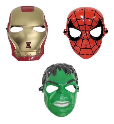 Mascara Homem De Ferro Homem Aranha E Hulk Vingadores Infant Cor Dourado - Vermelho - Verde Sortido
