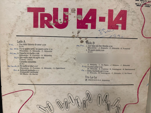 Trulala Te Quiero Tanto Canta Gary Lp Vinilo 1990 Estándar (Usado)