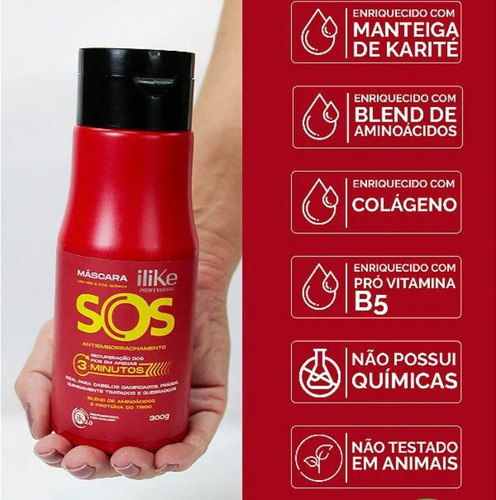 Sos Antiemborrachamento Shampoo Cond Leave-in Máscara Spray