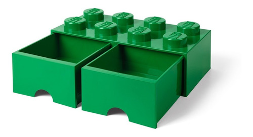 Lego Bloque 2 Cajones Apilable Original Cajonera Green Verde