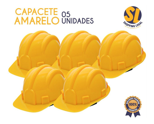 Imagem 2 de 7 de Capacete Segurança Epi Amarelo Beryl Deltaplus Kit 5 Unid