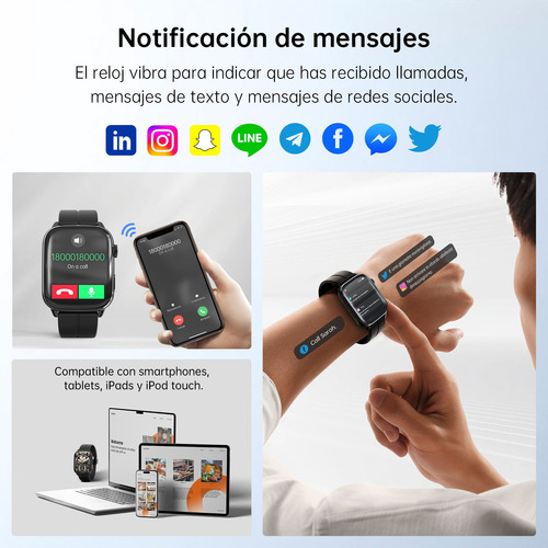 Reloj Inteligente G-tide S6pro Negro Unisex Con Notificaciones De Llamadas Y Mensajes Compatible Con Ios Y Android Ip68 Resistente Al Agua