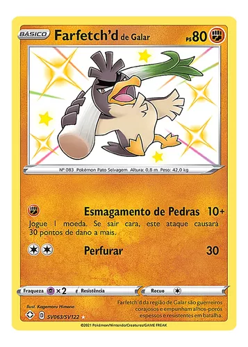 Carta Pokémon Farfetch´d De Galar Shiny Destinos Brilhante