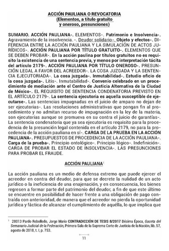 Acción Pauliana O Revocatoria (elementos, A Título Gratuito Y Oneroso, Presunciones)