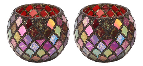 Suporte De Chá De Vidro Perfumado Em Mosaico, Cor, Castiçal,