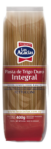 Pasta Trigo Duro Integral Fettuccini Las Acacias 400 Grs