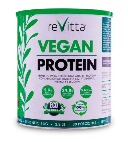 Proteina Vegana Vegan Protein 1 Kg. 30 Servicios Revitta