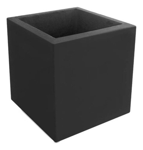 Maceta Minimalista Modelo Cubo De Fibra De Vidrio 40 X 40 Color Negro