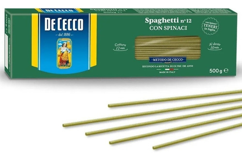 Fideos Spaghetti Con Espinaca De Cecco 500g. Microcentro!