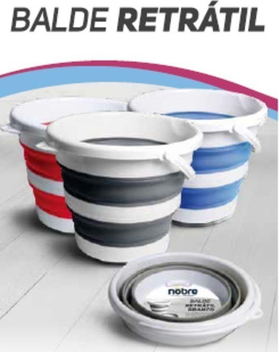 Balde Dobrável 10 L Azul Plástico Retrátil Desmontável Mop