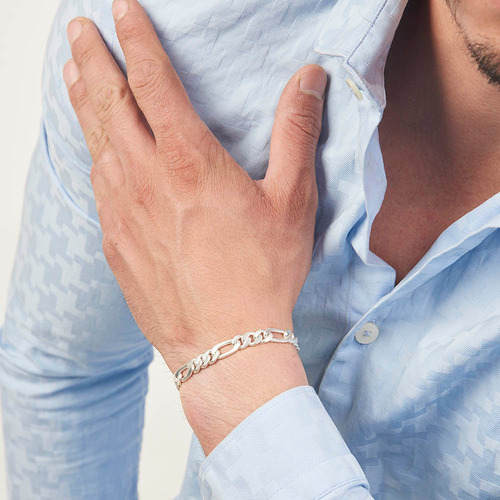 Pulsera Hombre Figaro Hl 8mm De Plataley.925 Duodeluxejoyas®