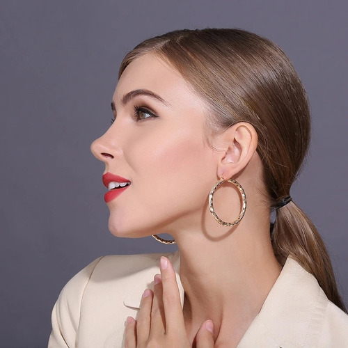 Aretes De Oro Laminado 18k 50mm Diametro Arracadas Mujer