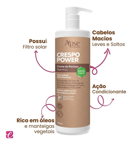 Kit Shampoo 1l E Creme De Pentear 1l Crespo Power Apice