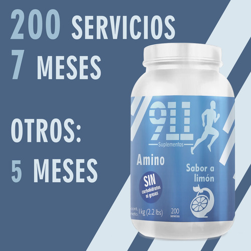 Aminoácidos 911 Suplements 1 Kg Varios Sabores 100 Servis Limón