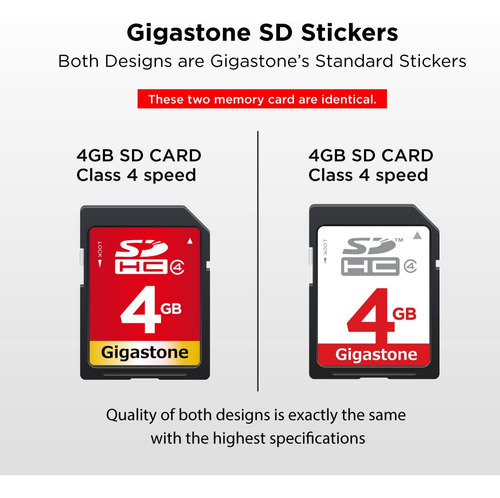 Gigastone Tarjeta Sd 4gb Tarjeta De Memoria, 1 Minicaja, Sdhc Clase 4 Para Fotos, Videos, Música, Archivos De Voz, Cámara Dslr, Videocámara Dsc, Grabadora, Reproducción, Pc, Mac, Pos