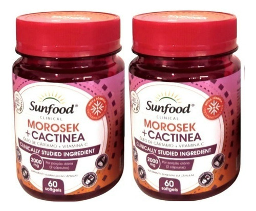 Morosek + Cactinea + Óleo Cartamo Sunfood 60 Cápsulas Sabor Sem sabor