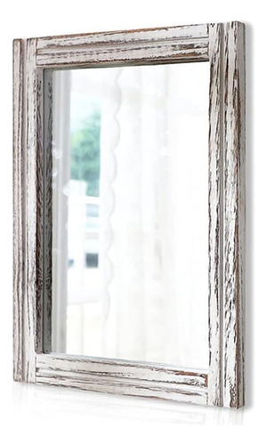 Espejo Marco Madera Rústica Pared Rectangular Decorativo