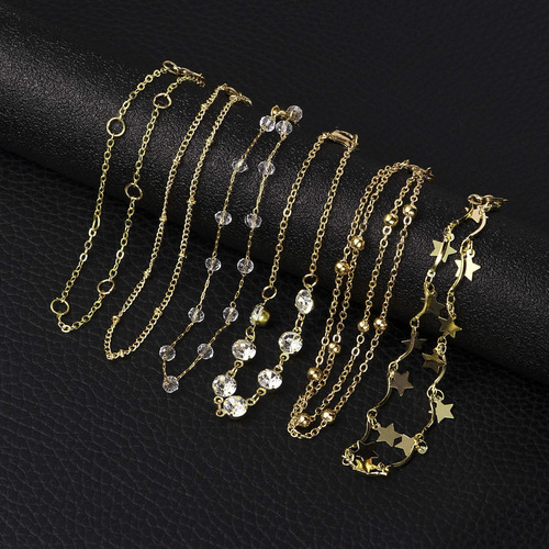 Softones 12 Pulseras De Tobillo Con Cuentas Pequeñas De Oro