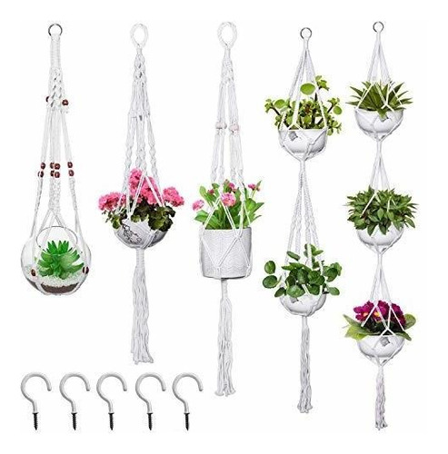 Xeemyx Macrame Plant Hanger 5 Pack Decorative Hanging Plant