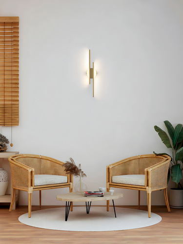 Arandela Luminalux Alx0046 Duo Luz Moderna Lateral Led Cor Champanhe Led 3000k