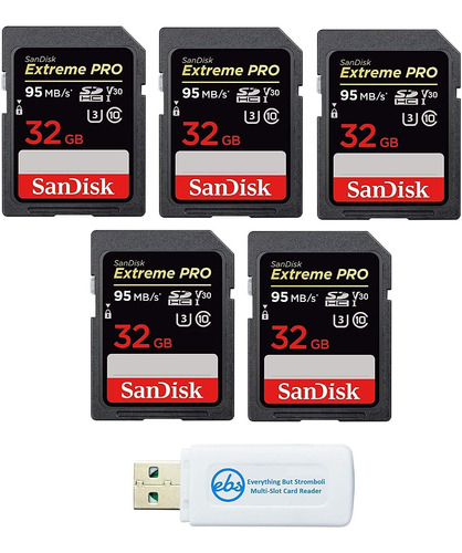 Tarjeta De Memoria Para Dslr Sandisk 32gb 5-pack + Lector