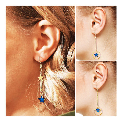 Par De Pendientes Planet Earrings Con Forma De Estrella Y Lu
