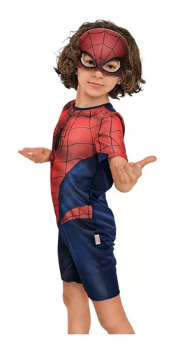 Fantasia Halloween Homem Aranha Com Máscara Pop Curto