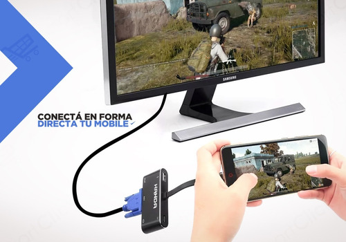 Adaptador Usb C Hdmi Vga Audio 3.0 Usb Carga 5 En 1 Mhl Otg Color Negro