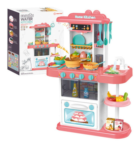 Cocinita De Juguete Para Niña Con Luz Y Sonido 38pz Color Rosa