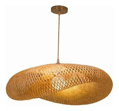 Lámpara colgante LED con forma de vela tejida de bambú, color retro, como se muestra