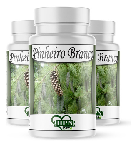 Pinheiro Branco 3 Potes 180 Cápsulas/ 500mg (pinus Strobus) Sabor Neutro