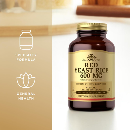Suplemento Solgar De Levadura Roja De Arroz 600 Mg 120 Cápsu